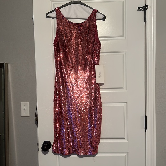 COWL BACK SEQUIN COCKTAIL DRESS - Picture 1 of 5